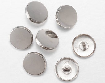 10 * Metal buttons 17mm silver round