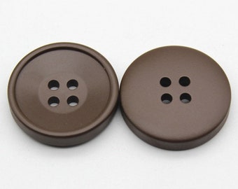 9 boutons 25 mm ronds en résine marron foncé / marron café