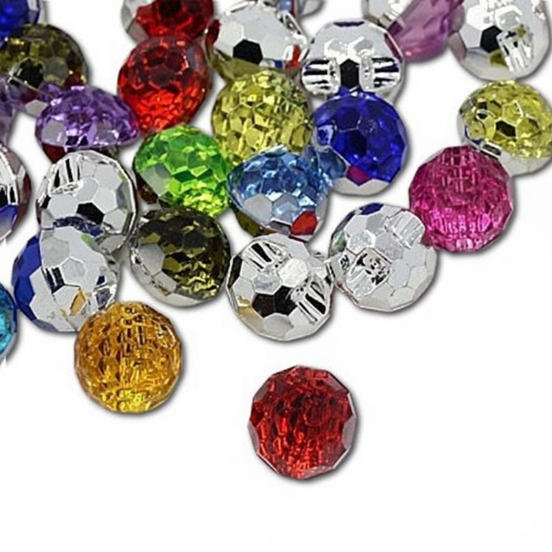12 Rhinestone Buttons Mix 12 Mm Round Colorful Silver Acrylic / Ball - Etsy