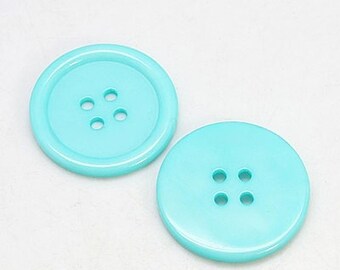 15 * Boutons 25 mm bleu cyan au choix rond en résine