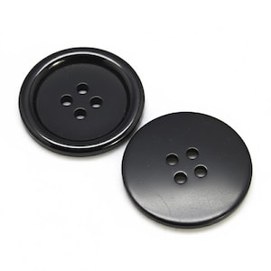 10 bottoni rotondi neri da 30 mm in resina