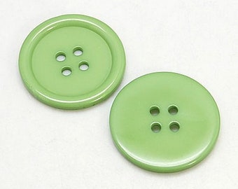 Boutons 11 mm - 34 mm résine ronde verte