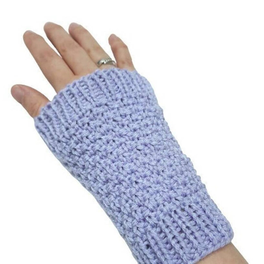 Wrist Warmers Handknitted Light Blue Ladies One Size Etsy