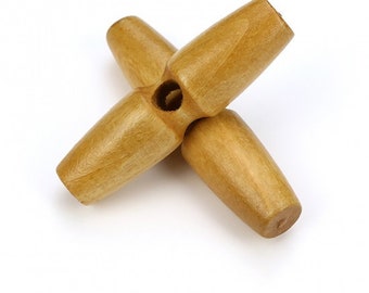 8 boutons en bois XL 30 mm, 35 mm, 45 mm, 50 mm, 60 mm, bois long marron clair