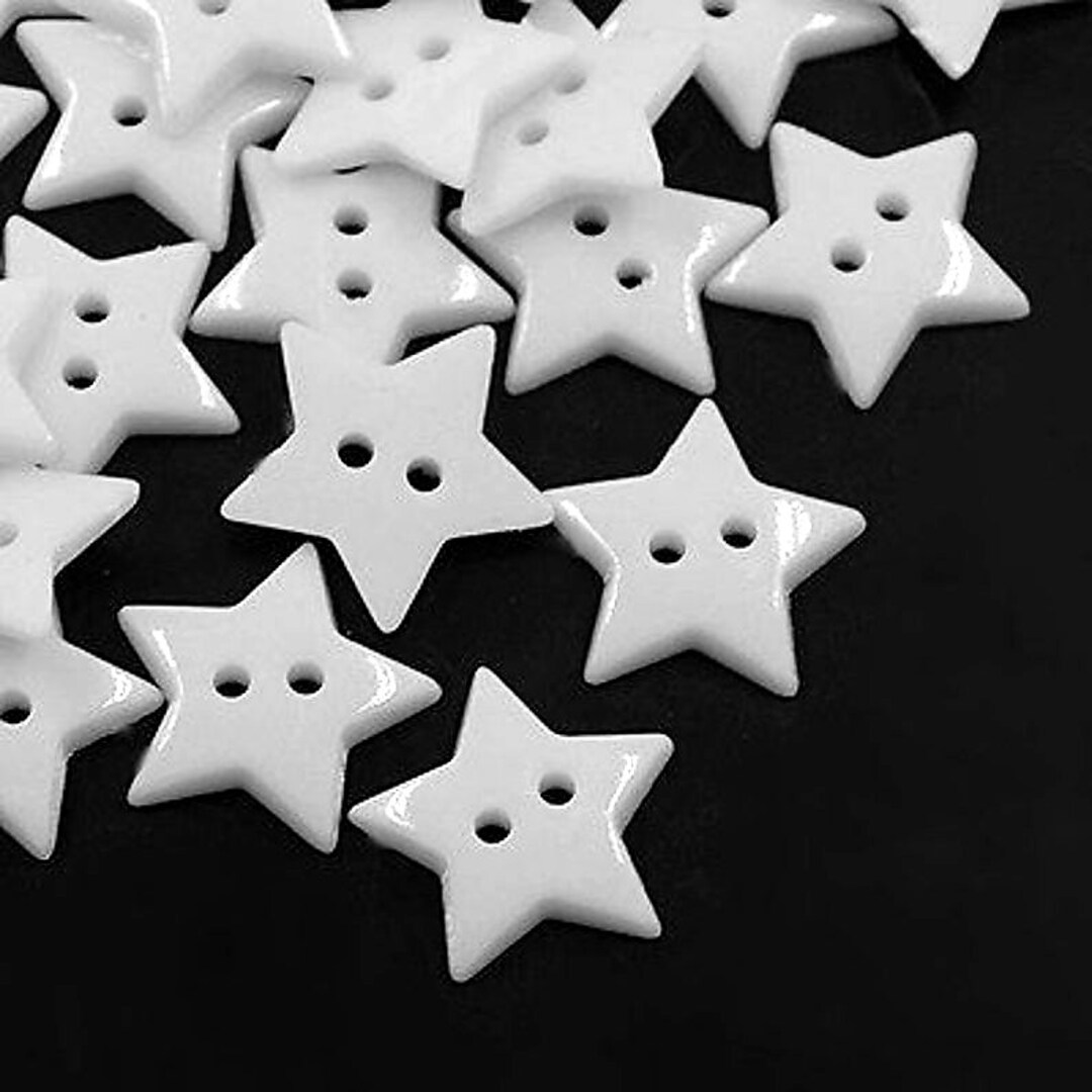 Star Button Insert 20 Star-shaped Buttons, 19 Mm (0.75 Inch), White Acrylic - Etsy