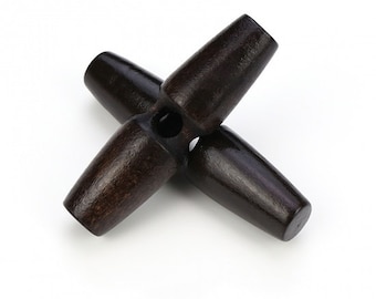 8 boutons en bois XL 30 mm, 40 mm, 60 mm, bois long marron foncé