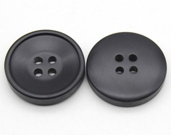 9 boutons 30 mm ronds en résine noire