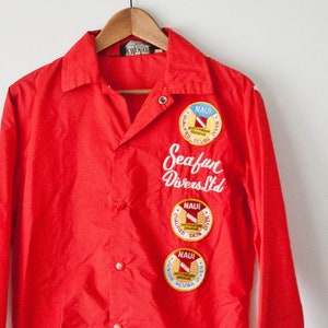Seafun Divers Ltd Windbreaker with Scuba Diving Patches - NAUI Patch - Vintage Windbreaker - NAUI Open Water Diver Patch - Vintage Scuba