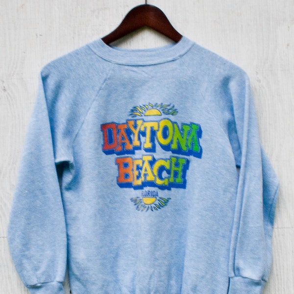 Daytona Beach Crewneck - Womens Small - 80s Florida Souvenir Sweater - Vtg Souvenir Sweatshirt - Made in USA