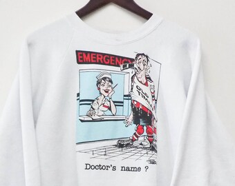 Old Timer's Hockey Crewneck Sweatshirt - XLarge - Vintage Hockey Sweater - Old Timers Novelty Sweater - Vtg Graphic Sweatshirt
