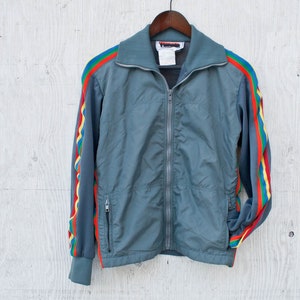 80s Topher Jacket Small Vtg Grey and Rainbow Zip up - Etsy Canada