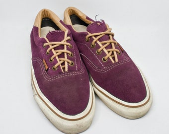 80s VANS Sneakers -  - Size 7.5 Womens - Vtg Purple Suede Leather Vans Shoes - 90s - Lace Up Shoes - Vintage VANS Sneakers - Skate Fashion