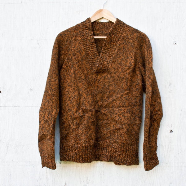 Heavy Brown Sweater - Bronze Sweater - Warm Cozy Sweater - Vintage Cabin Sweater - Cabin Wear - 80s - 90s - Bronze Sweater