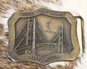 70s Golden Gate Bridge Belt Buckle - Vintage San Francisco Belt Buckle - 1977 Indiana Metal Craft Belt Buckle - USA Souvenir Belt Buckle