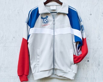Vtg Adidas Track Jacket - Medium - BC Soccer Assoc - Adidas Lightweight Zip Up - Striped Zip Up - Vintage Track Jacket - British Columbia