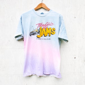 Traffic Jams Tee - XL - Vintage Faded Splatter Tee - 90s Single Stitch - Y2K Beach Style - Traffic Jams Stereo and Cellular Tee
