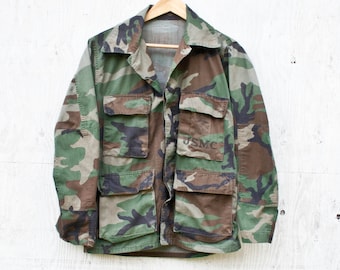 90s Camo Military Jacket - Softened - Small - Vintage Camoflauge Coat - Grunge - 80s USA Army Jacket - Lightweight