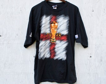 World Cup France 98 Tshirt - XL Soccer Tee - 90's Football Shirt - Vintage World Cup Soccer T Shirt - ISL -  Mens XLarge - 1998 Adidas