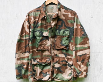 90s Camo Military Jacket - Small Short - Vintage Camoflauge Coat - Grunge - 80s USA Army Jacket - Lightweight
