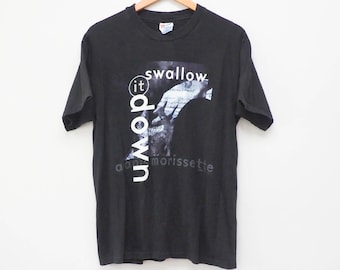 90s Alanis Morissette TShirt - Large - 1996 Can't Not Tour Tee - Vtg Single Stitch Swallow It Down - Vintage Alanis Morisette - Rock Music
