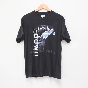 90s Alanis Morissette TShirt - Large - 1996 Can't Not Tour Tee - Vtg Single Stitch Swallow It Down - Vintage Alanis Morisette - Rock Music