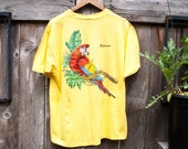 Bahamas Souvenir Shirt - XL - Vintage Bahamas - Single Stitch - Chest Pocket - Parrot Image - Bahamas Bird Graphic - Made in USA