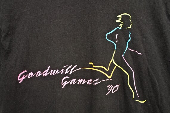 90 Goodwill Games Tshirt - Vintage Sports Shirt - Souvenir PromoTee - 1990 Goodwill Games - Neon Sports Competition shirt - Goodwill Games View 3