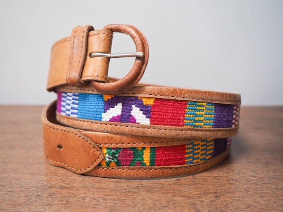 Fabric Wrapped Leather Belt - Size 42 - Mexican Leather Belt  display picture 1