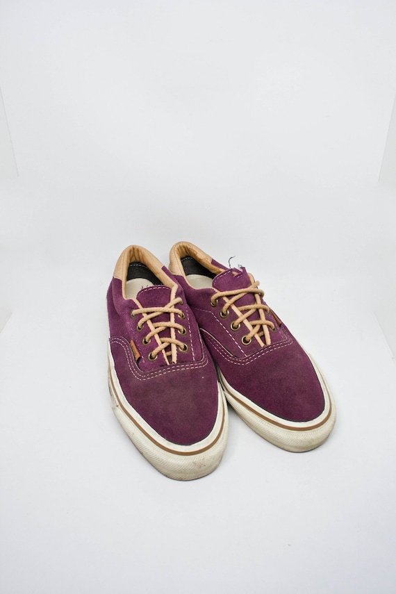 80s VANS Sneakers Size 7.5 Womens Vtg Purple Suede Leather Vans