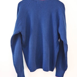 Blue Knit Sweater With Patches Heavy Blue Sweater Size 42 Vintage ...