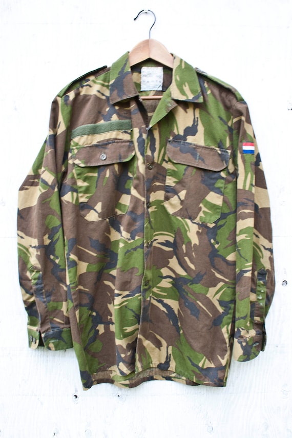 90s Camo French Military Jacket - France Flag Patch Vintage