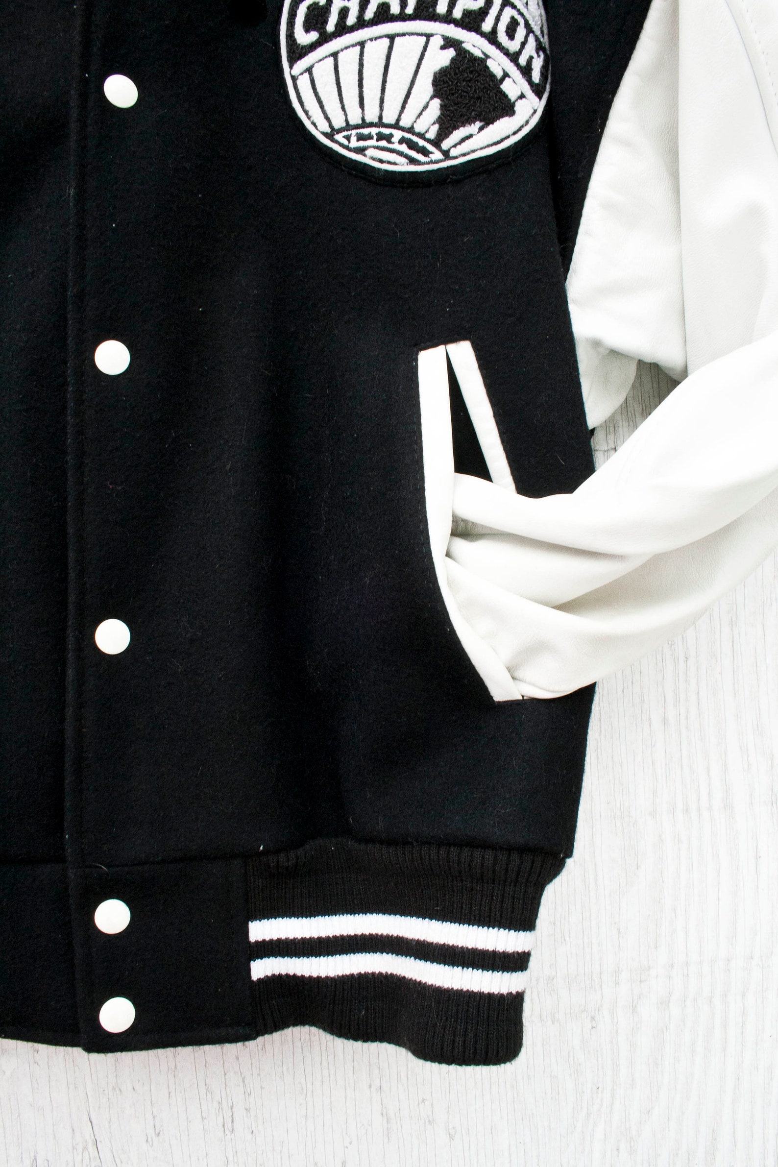 Vtg Letterman Jacket Large Black and White Bomber Jacket Etsy