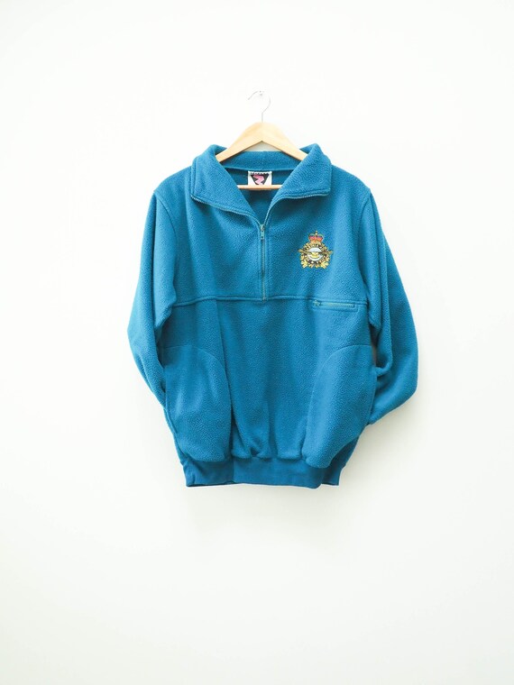 Vtg Teal Fleece Quarterzip Pullover Large Vintage Icicles Cozy