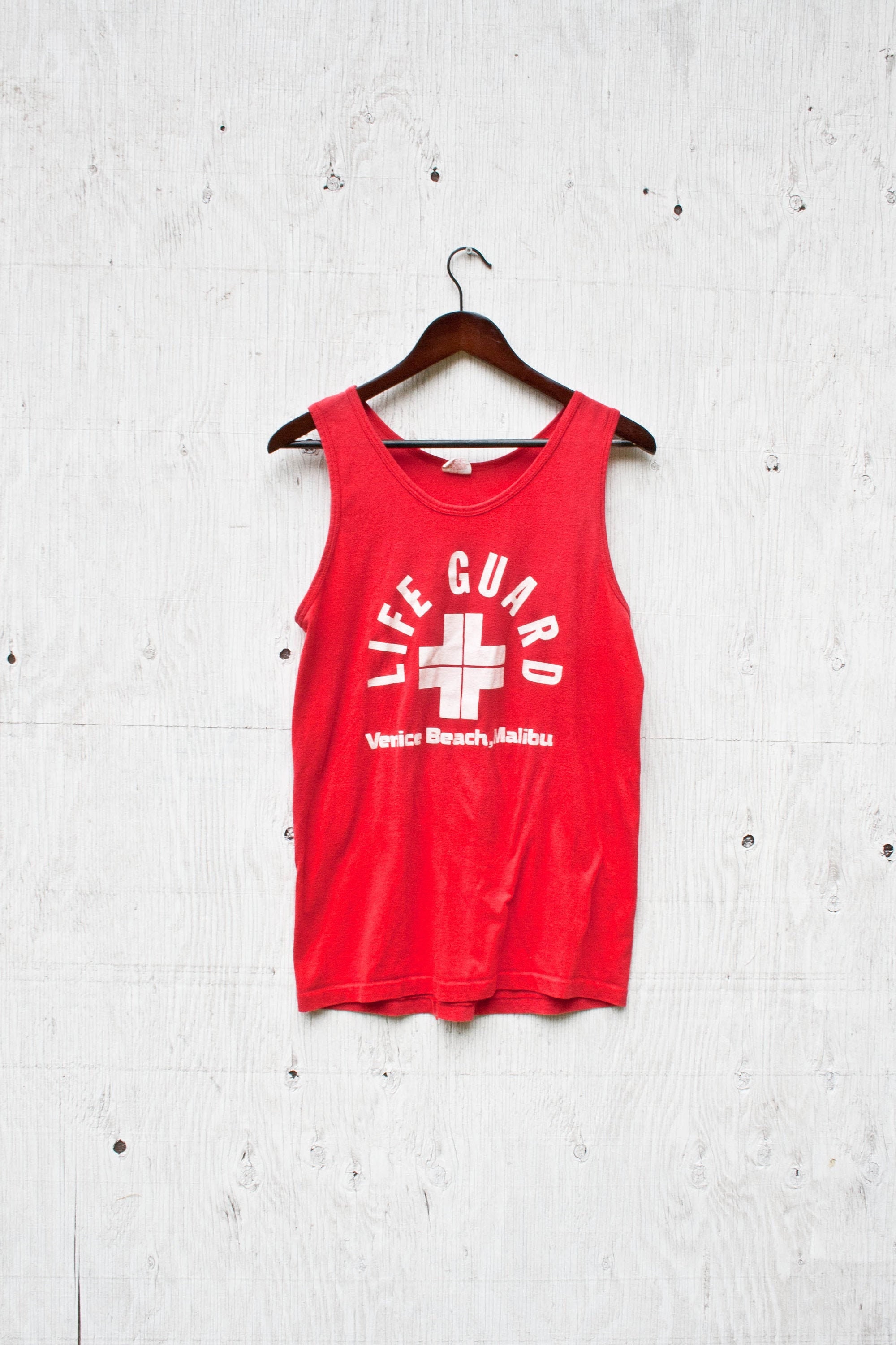 Vtg Malibu Lifeguard Tank - Large XL - Graphic Tank Top - Summer Tank - Vintage Venice Beach Malibu - California Dreams - Lifeguard Tank Top