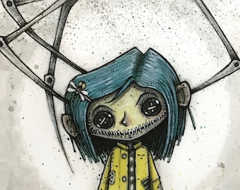Coraline, lalka z oczami w kształcie guzików – wydruk artystyczny