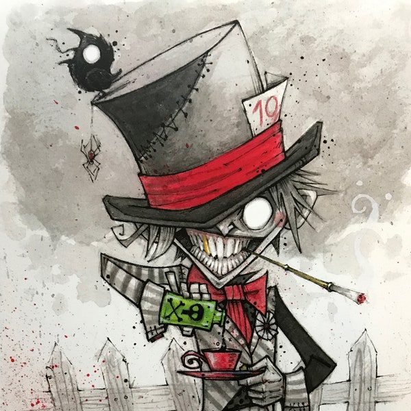 The Mad Hatter art print - Alice in Wonderland - Inktober 2018