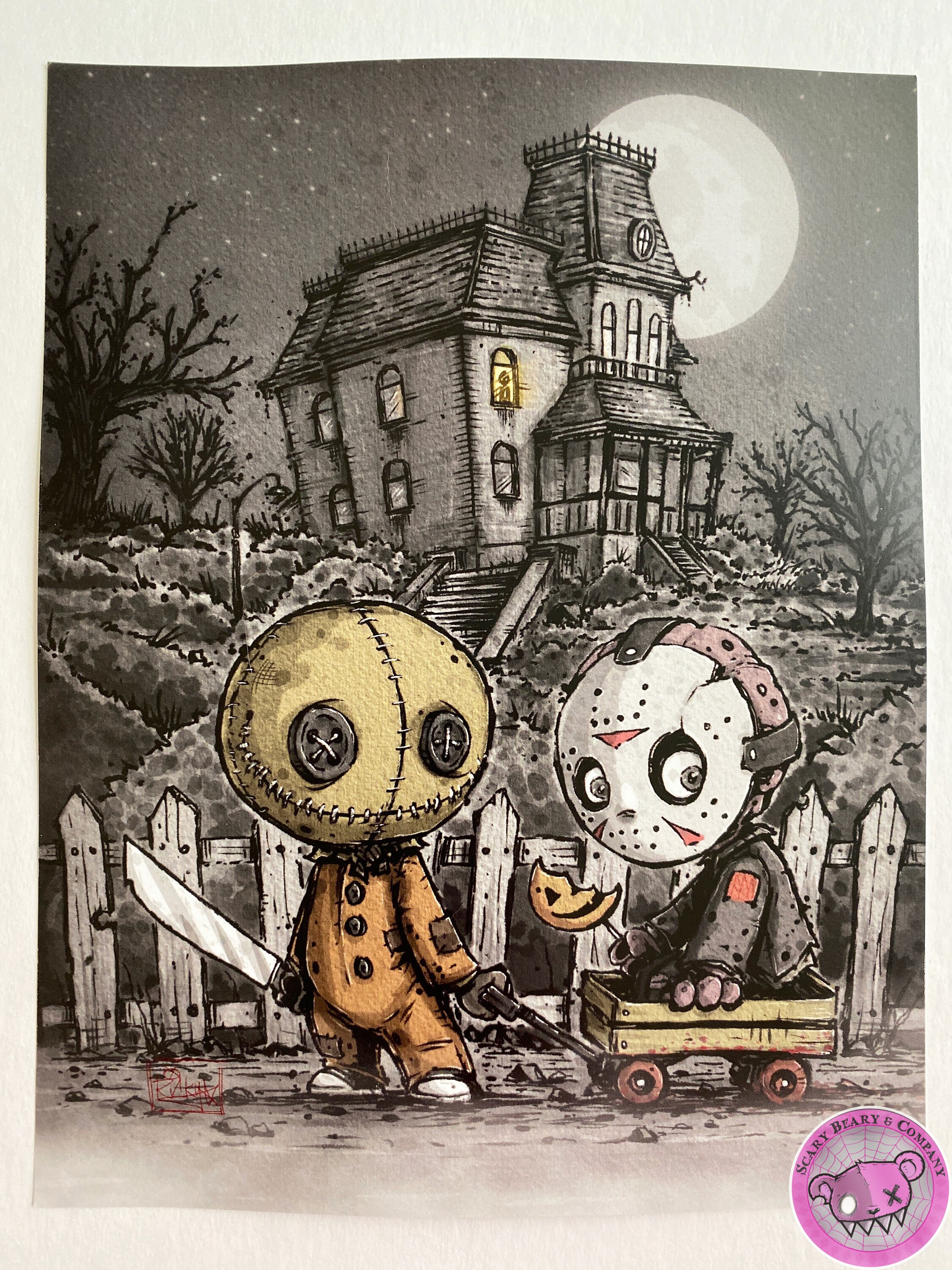 Trick R Treat Sam Halloween Goth Horror Acrylic Painting 
