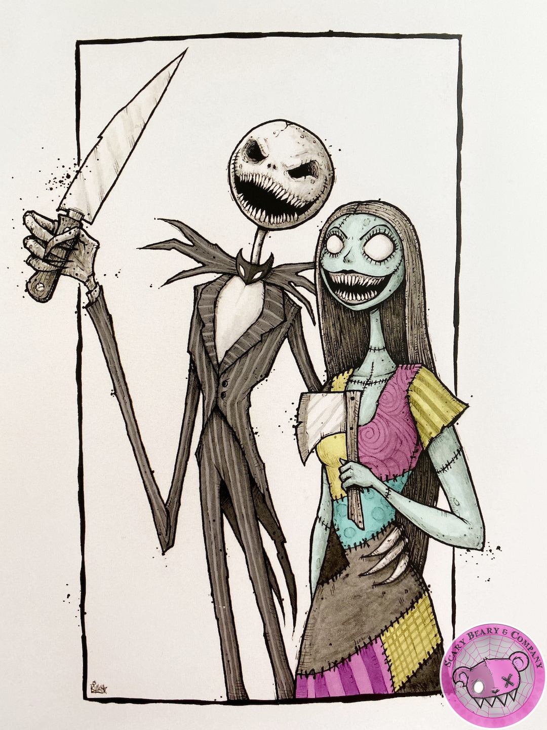Jack Skellington and Sally Patches the Nightmare Before Christmas Art