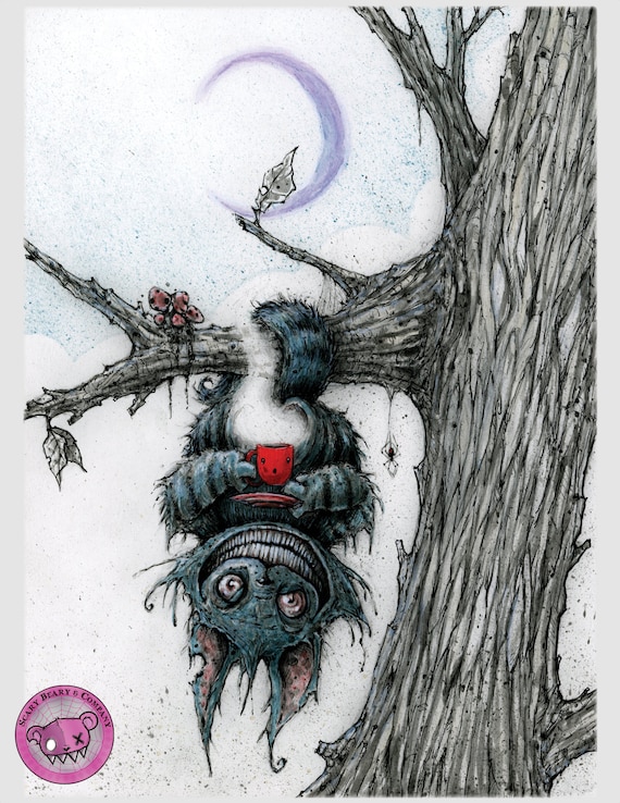 fantasy illustration Watercolor Print \u00abThe Cheshire Cat\u00bb reproduction of original