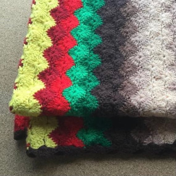 Handmade Retro Crochet Blanket Tribal Navajo Style American Indian