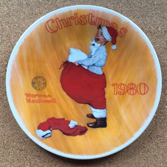 Norman Rockwell Collectible Knowles Plate "Scottie Plays Santa" Fine China Commemorative 1980 Dish with Original Box and Certificate