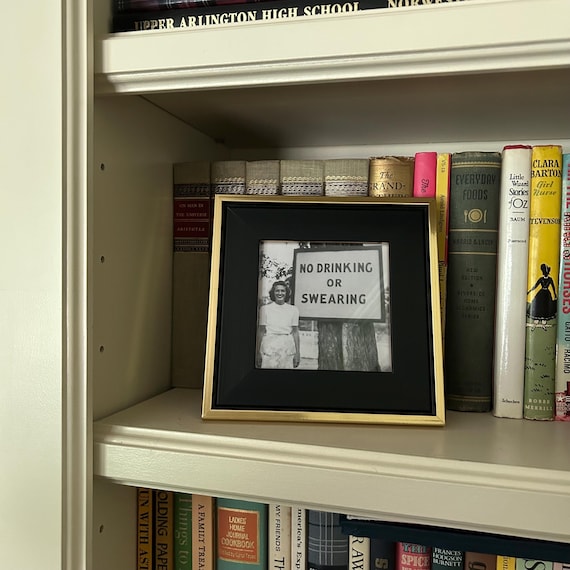 No Drinking or Swearing Vintage Photo 4” x 4” Magnet  - Original 1940s Photograph Print - COPYRIGHT #VA 2-392-235 - Black and White