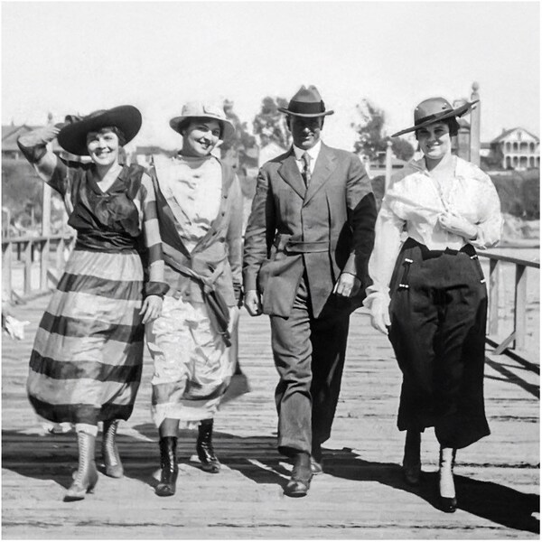 Vintage Photo Black and White Boardwalk Pier Picture Wall Art "The Man of the Hour"