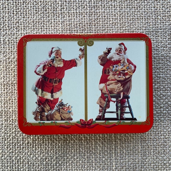 Coca Cola Playing Cards Set Christmas Santa Claus Coke Tin New Old Stock