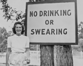 Vintage Photo Black and White No Drinking Or Swearing Picture Wall Art **EXCLUSIVE DISTRIBUTOR**