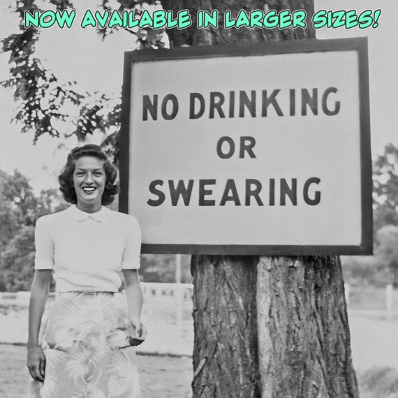Vintage Photo Black and White No Drinking Or Swearing Picture Wall Art **EXCLUSIVE DISTRIBUTOR**