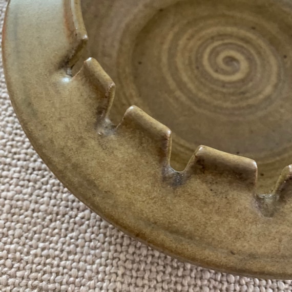 Mid Century Modern Ashtray MCM Stoneware Pottery Handmade Art Signed Earthenware
