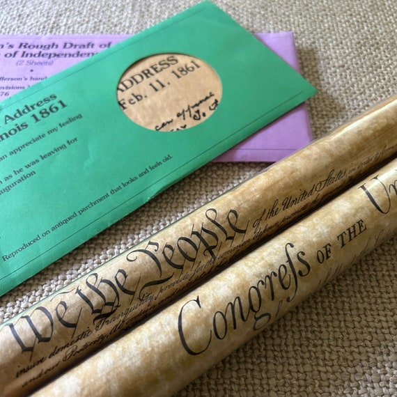 Constitution - Declaration of Independence - US Bill of Rights - Lincoln’s Farewell - Replicas - United States of America Historic Documents