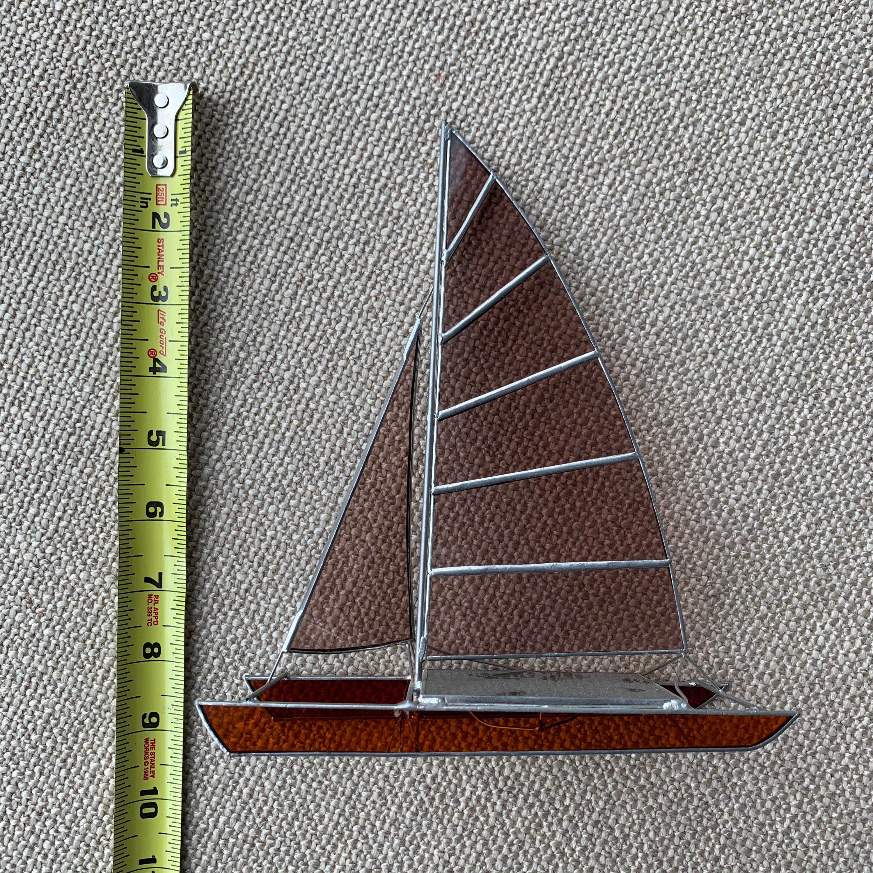 Sailboat Signed Art Sculpture Metal Plexiglass Mixed Media 1985
