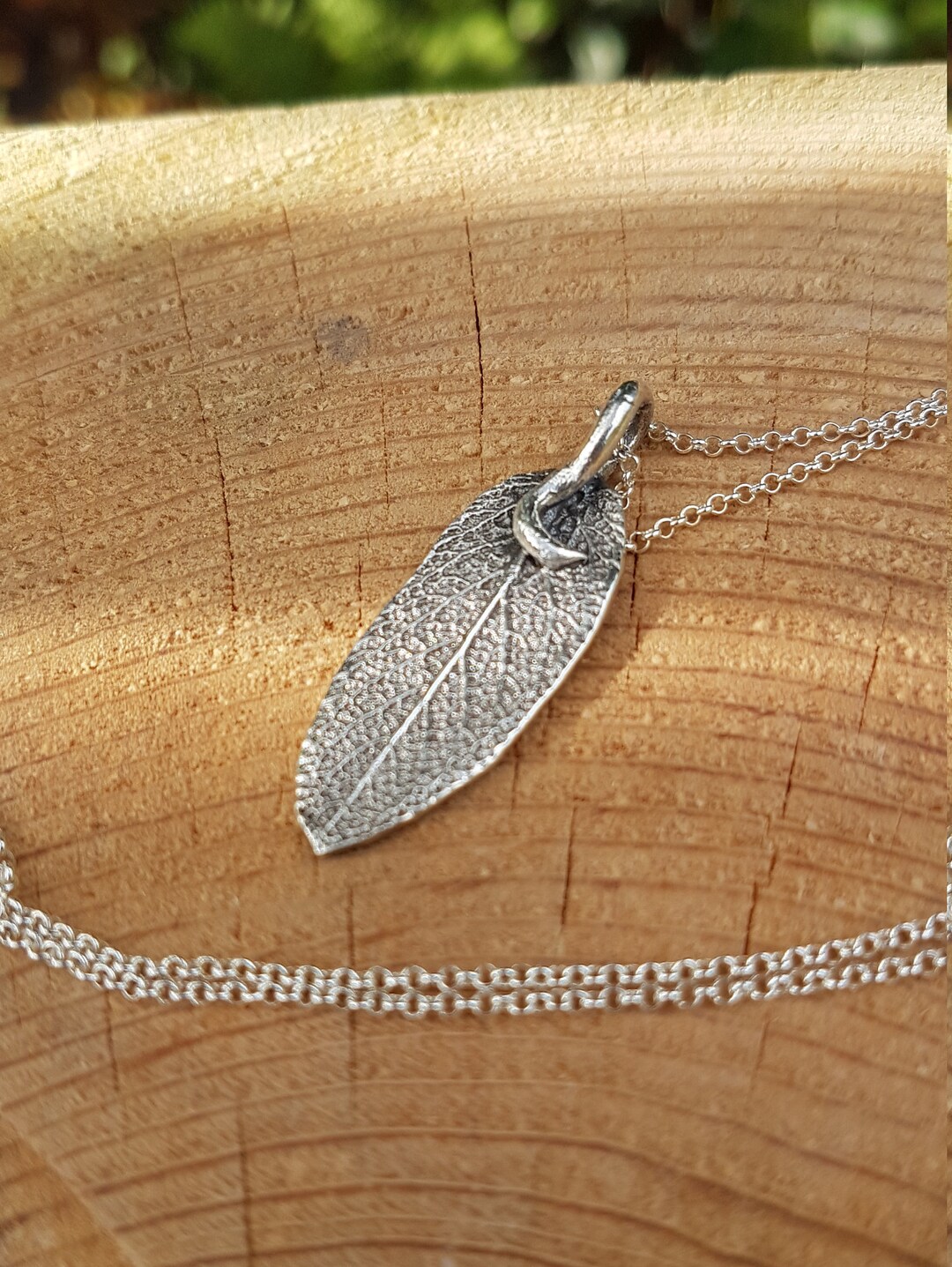 Sage Leaf Necklace Fine Silver Necklace Etsy
